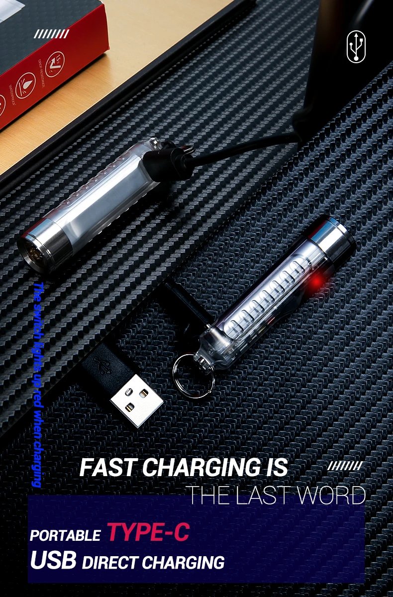 1PC Rechargeable Mini Keychain Flashlight with 10 Modes and Magnetic Base - Ideal for Camping and Outdoor Activities