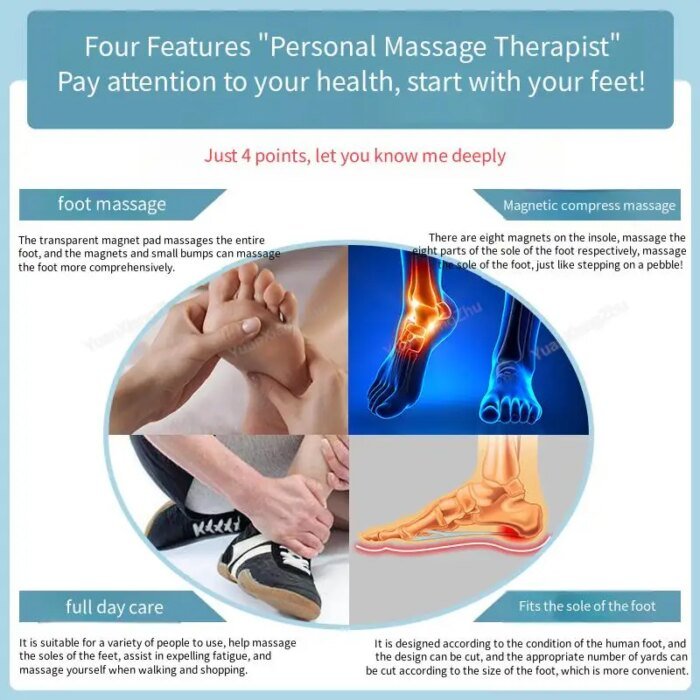 Acupressure on Foot Shoes Insole Magnet Massage Silicone Insoles for Medical Men increase time Women lose weight Shoe Sole - Image 6
