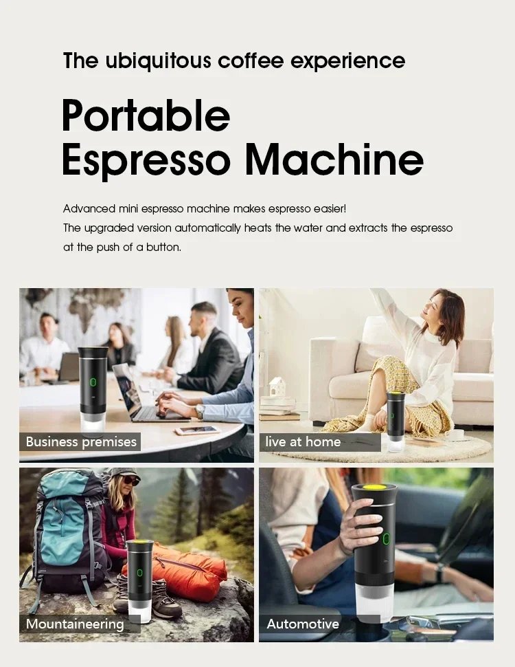 3 in 1 Electric Travel Espresso Machine Heating Water Portable Coffee Maker Compatible with Ground Coffee Small Large Capsules