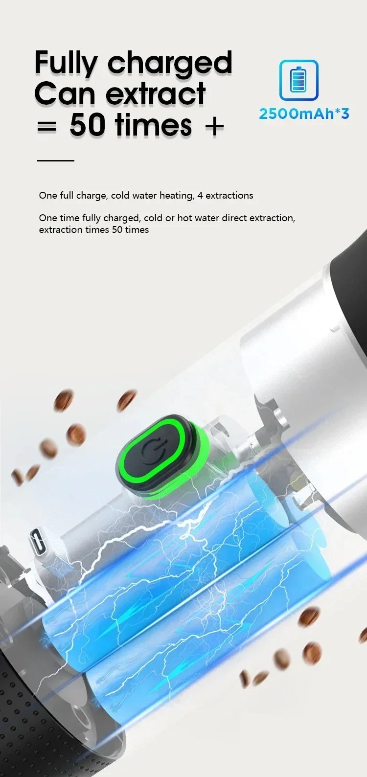 3 in 1 Electric Travel Espresso Machine Heating Water Portable Coffee Maker Compatible with Ground Coffee Small Large Capsules