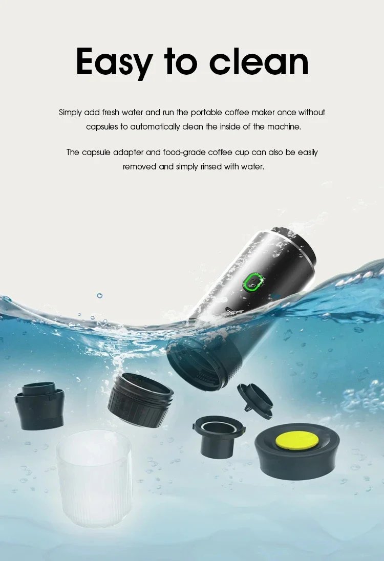 3 in 1 Electric Travel Espresso Machine Heating Water Portable Coffee Maker Compatible with Ground Coffee Small Large Capsules