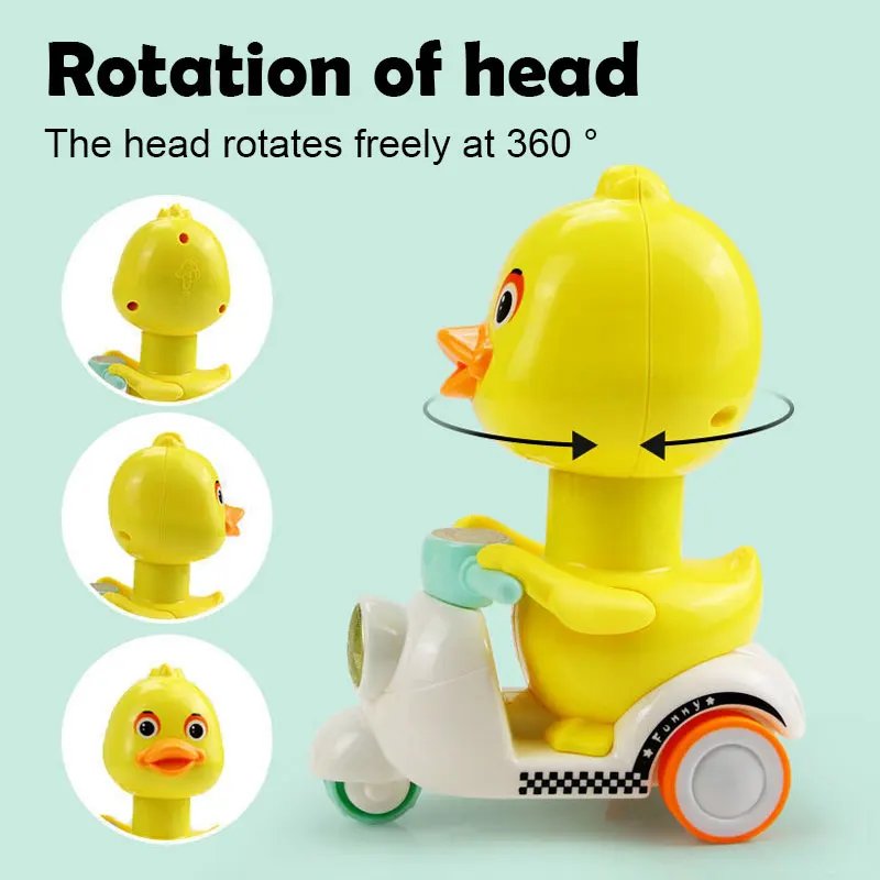 Manual Pressing Head Free Rotation Cute Duck Press Car Motorcycle Anti-collision And Anti Drop Baby Toys Mini Car For Kids Manual Pressing Head Free Rotation Cute Duck Press Car Motorcycle Anti-collision And Anti Drop Baby Toys Mini Car For Kids