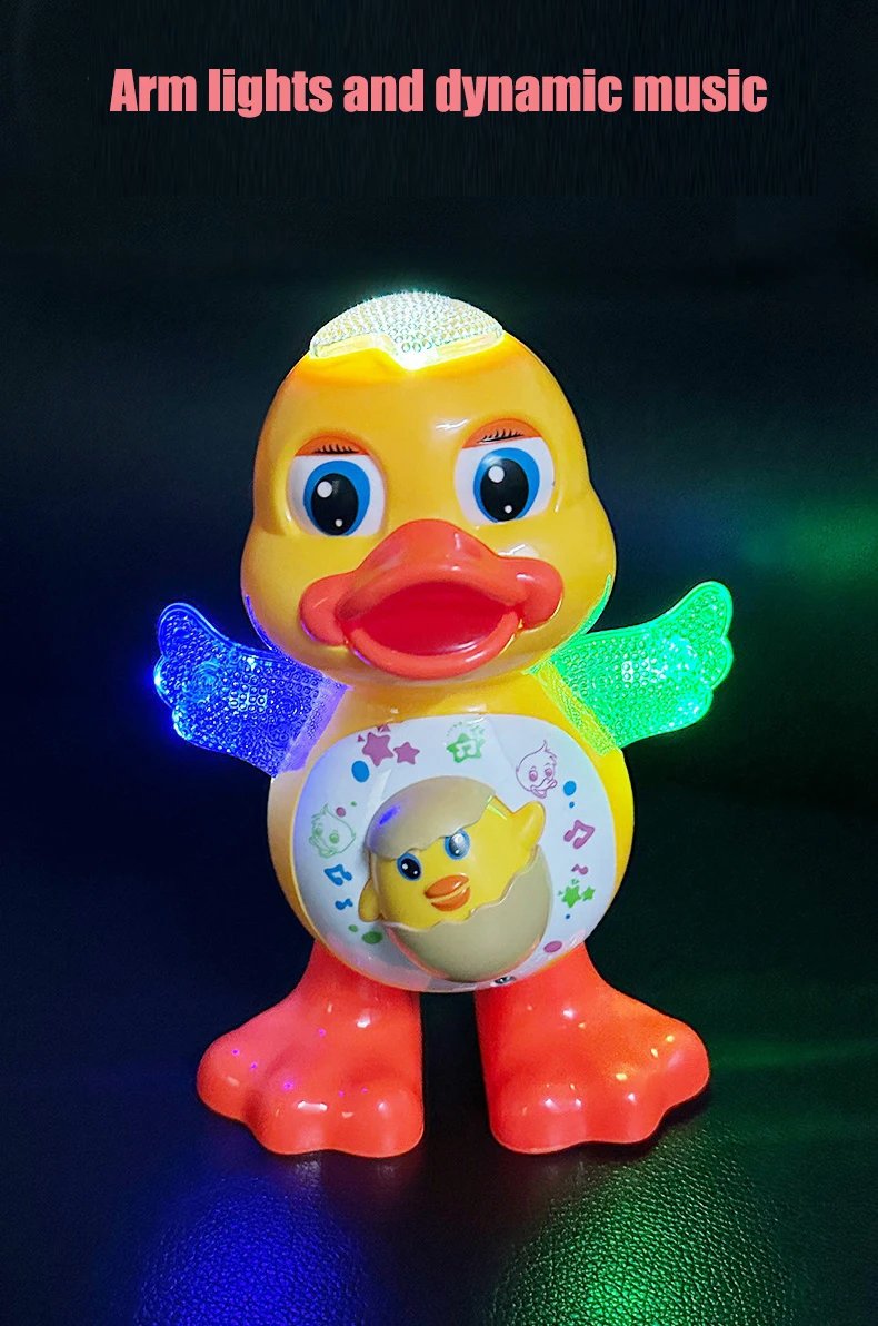 Electric Dancing Duck Funny Blink Eyes Flashing Light Shake The Body Cute Musical Cartoon Animal Educational Toy Children Gift