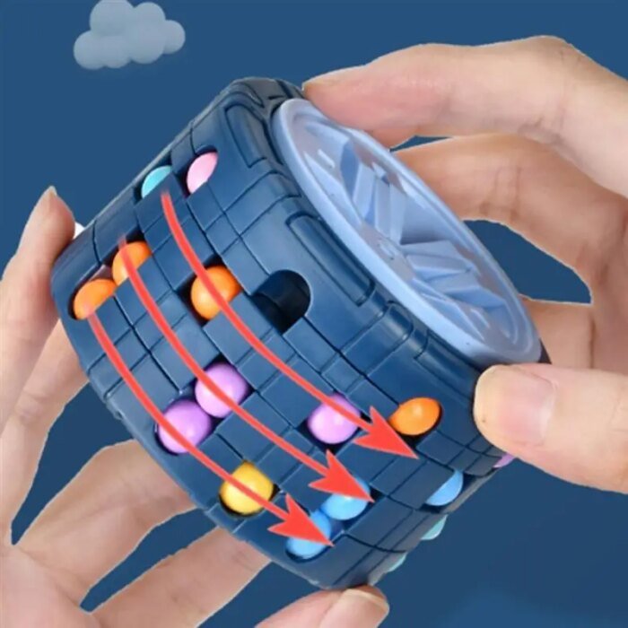 3D Cylinder Cube Toy Magical Bean Gyro Rotate Slide Puzzle Games Relieve Stress Children Educational Montessori Infant Toys Gift - Image 1