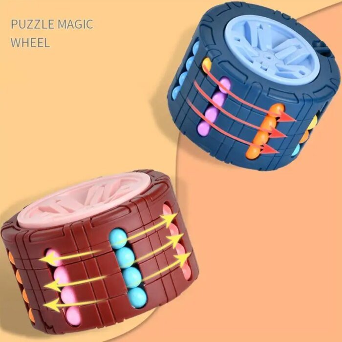 3D Cylinder Cube Toy Magical Bean Gyro Rotate Slide Puzzle Games Relieve Stress Children Educational Montessori Infant Toys Gift - Image 5