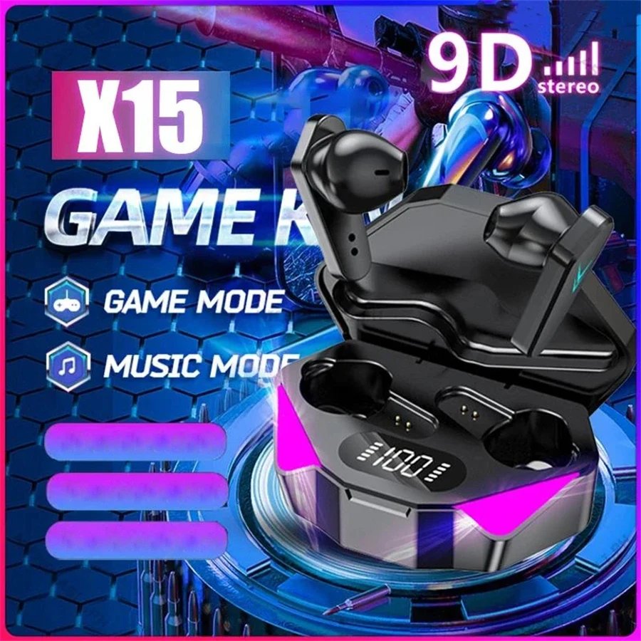 NEW AIR X15 Earphones Bluetooth Wireless Gamer Headphones Sport Low Latency Earbuds fone Gamer Headset Gamer With Mic Handfree