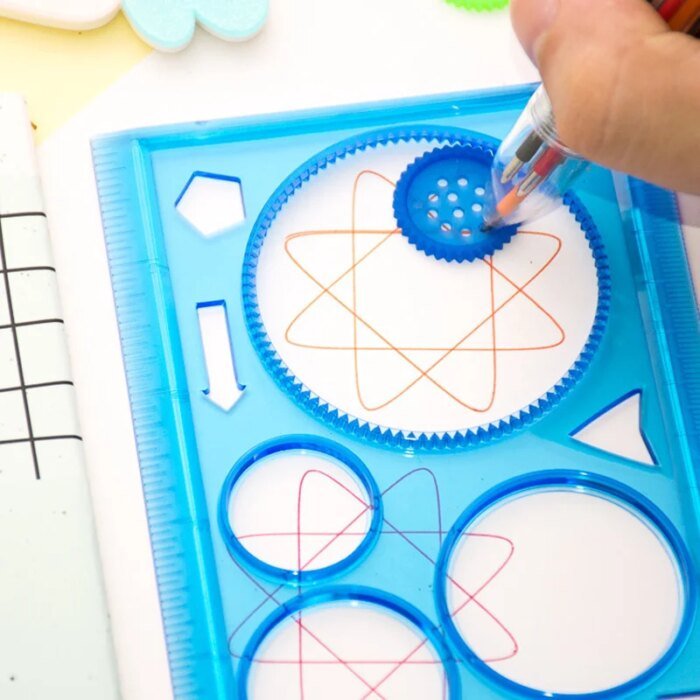 Geometry Spirograph Drawing Stencils Set Painting Template Art Crafts Creative Kids Educational Toy Variety of Flowers Ruler - Image 3