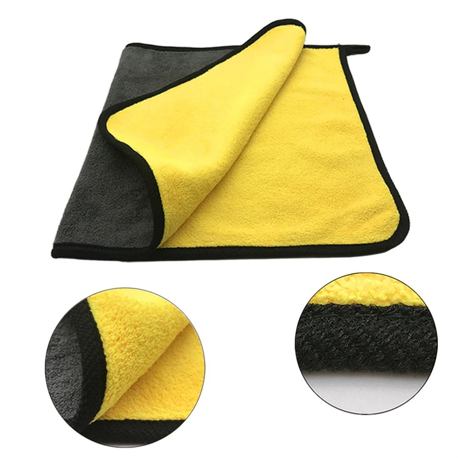 1/2/6pcs Microfiber Cleaning Towel Thicken Soft Drying Cloth Car Body Washing Towels Double Layer Clean Rags Car Accessories