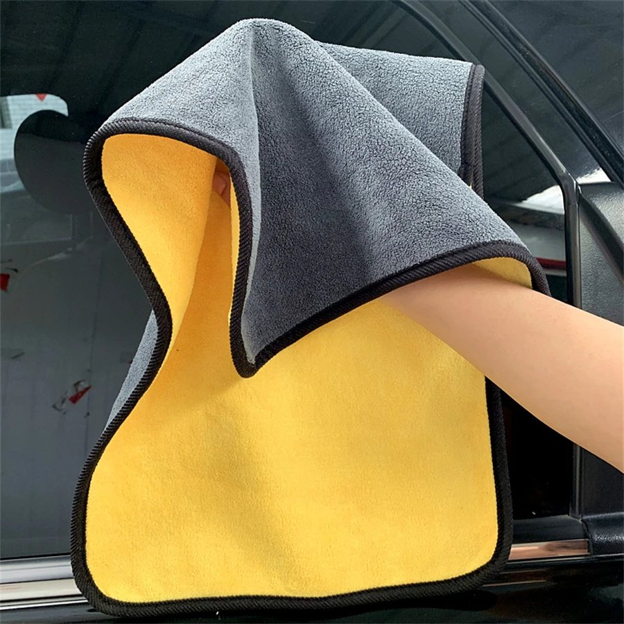 1/2/6pcs Microfiber Cleaning Towel Thicken Soft Drying Cloth Car Body Washing Towels Double Layer Clean Rags Car Accessories