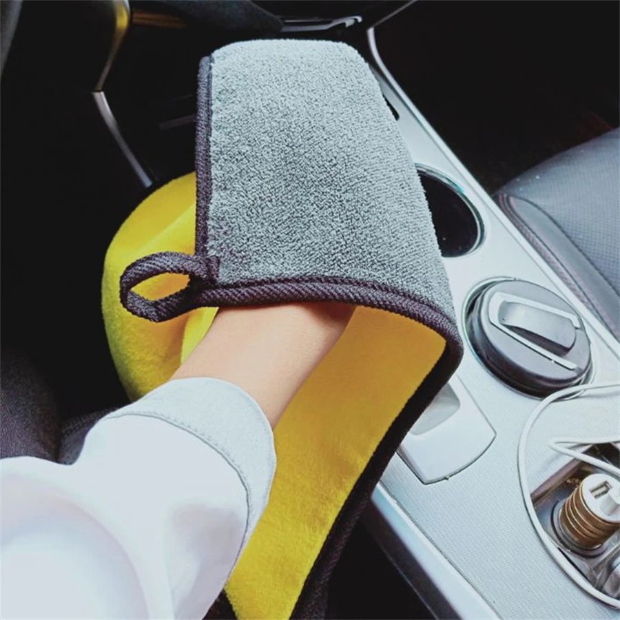 1/2/6pcs Microfiber Cleaning Towel Thicken Soft Drying Cloth Car Body Washing Towels Double Layer Clean Rags Car Accessories