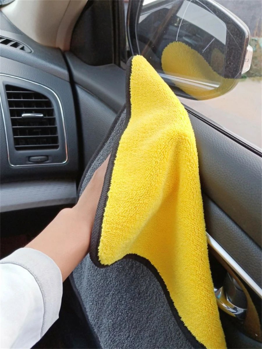 1/2/6pcs Microfiber Cleaning Towel Thicken Soft Drying Cloth Car Body Washing Towels Double Layer Clean Rags Car Accessories