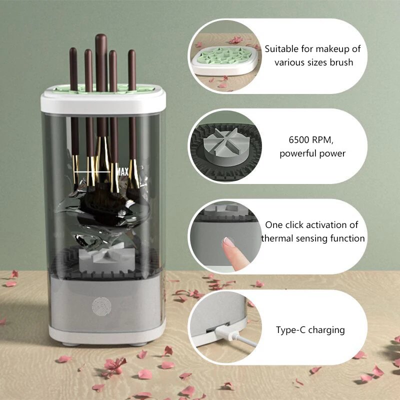Automatic Electric Makeup Brush Cleaner Update 3 In 1 Type C-Charging Cosmetic Brush Washing Drying Tools Make Up Brush Cleaner Automatic Electric Makeup Brush Cleaner Update 3 In 1 Type C-Charging Cosmetic Brush Washing Drying Tools Make Up Brush Cleaner
