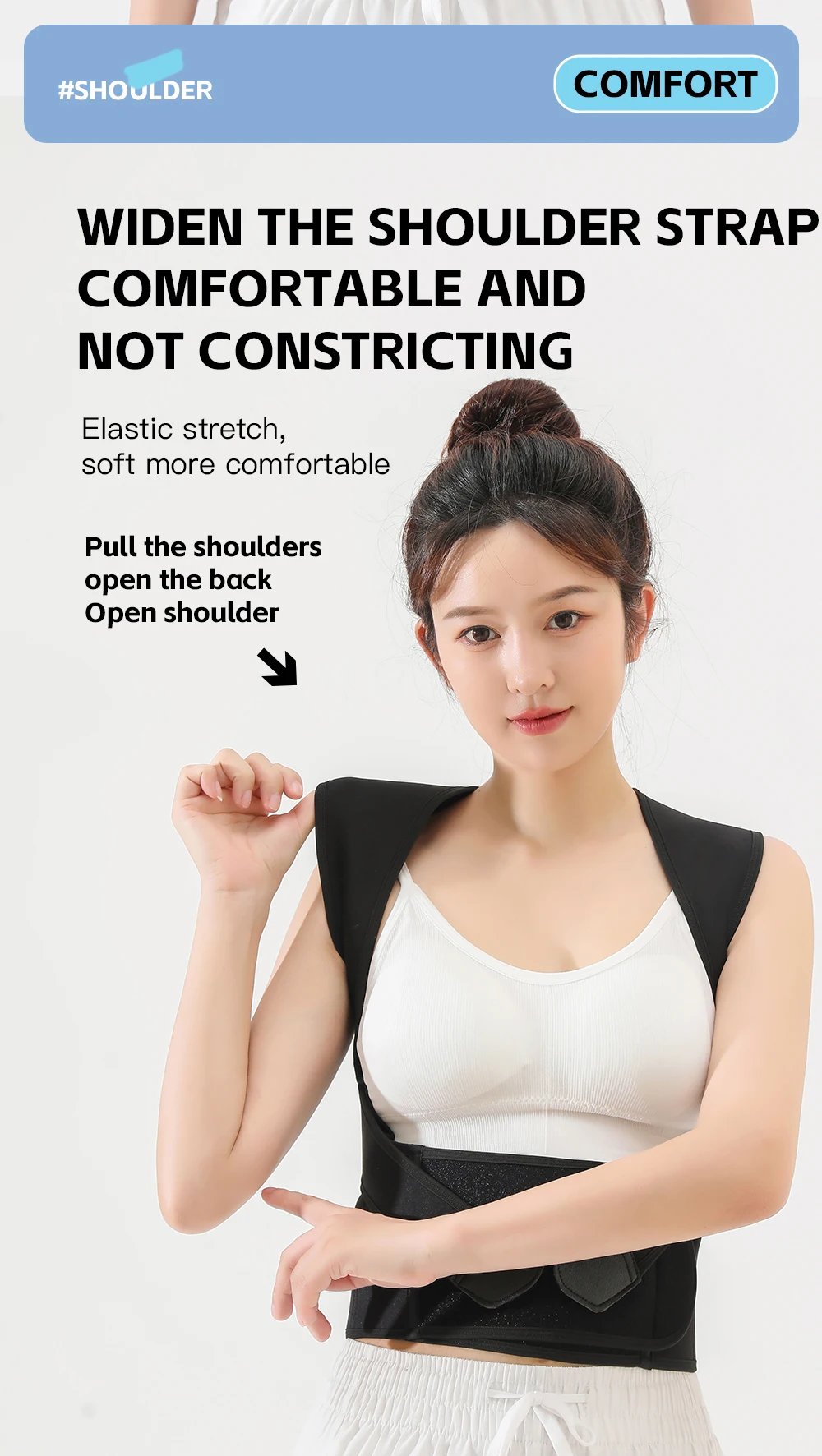 Posture Back Brace Adjustable Back Support Strap to Prevent Spinal Distortion and Hunchback Suitable for Men and Women
