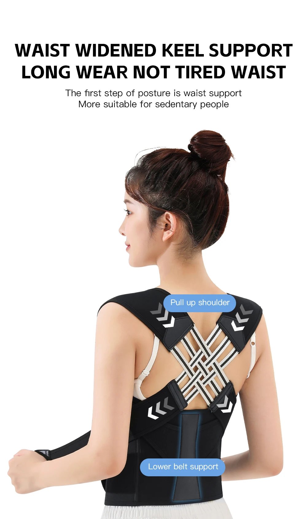 Posture Back Brace Adjustable Back Support Strap to Prevent Spinal Distortion and Hunchback Suitable for Men and Women