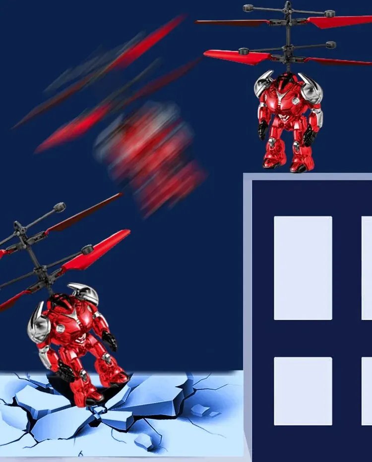 Intelligent Sensing Aircraft Mech Warrior Flying Robot Luminescent Suspension Gesture Sensing Flying Ball