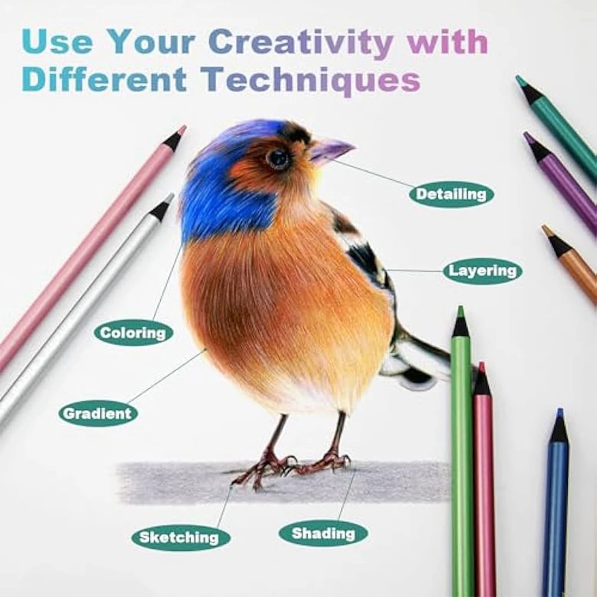12 Colors Metallic Colored Pencil Drawing and Sketching Set Colored Pencil DIY Art Supplies Coloring Home Painting