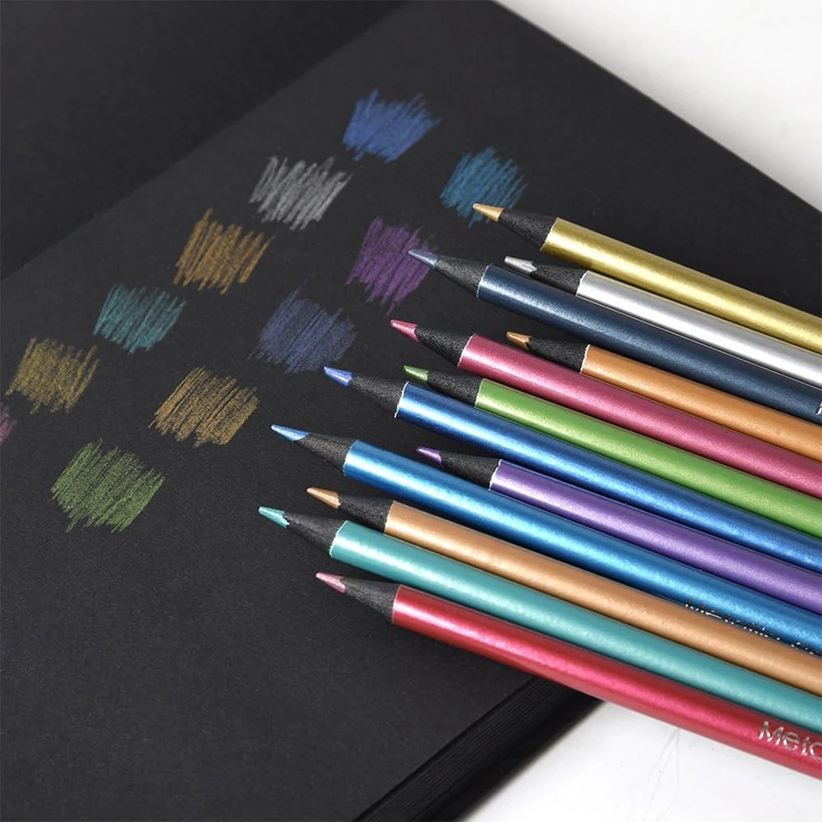 12 Colors Metallic Colored Pencil Drawing and Sketching Set Colored Pencil DIY Art Supplies Coloring Home Painting