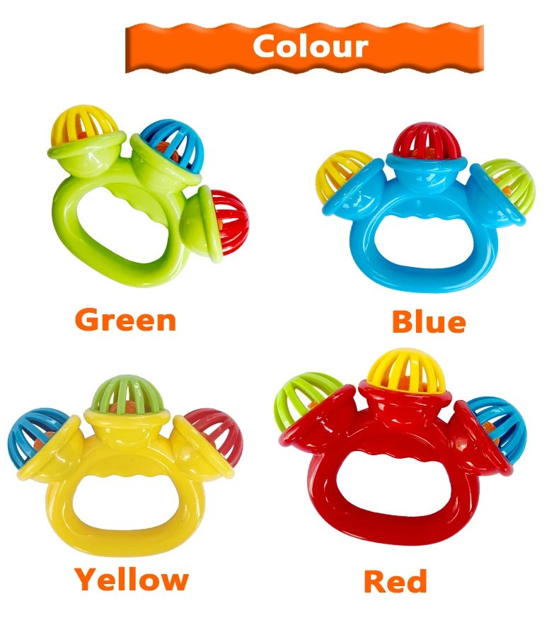1pcs Infant comfort rattle 0-3 years ringing three-headed be Hand Grasping Ball Toys Rattle Early Educational Hand Bell Baby toy