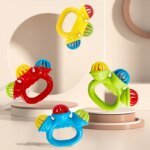 Infant comfort rattle 0-3 years ringing three-headed be Hand Grasping Ball Toys Rattle Early Educational Hand Bell Baby toy - Image 3