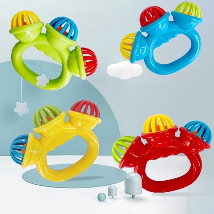 Infant comfort rattle 0-3 years ringing three-headed be Hand Grasping Ball Toys Rattle Early Educational Hand Bell Baby toy - Image 5