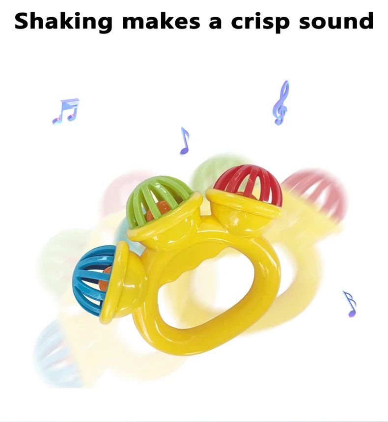 1pcs Infant comfort rattle 0-3 years ringing three-headed be Hand Grasping Ball Toys Rattle Early Educational Hand Bell Baby toy