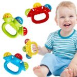 Infant comfort rattle 0-3 years ringing three-headed be Hand Grasping Ball Toys Rattle Early Educational Hand Bell Baby toy