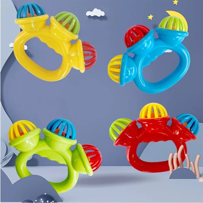 Infant comfort rattle 0-3 years ringing three-headed be Hand Grasping Ball Toys Rattle Early Educational Hand Bell Baby toy - Image 4