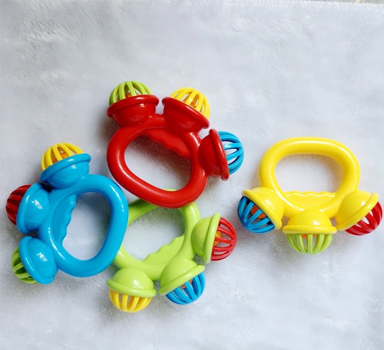 1pcs Infant comfort rattle 0-3 years ringing three-headed be Hand Grasping Ball Toys Rattle Early Educational Hand Bell Baby toy