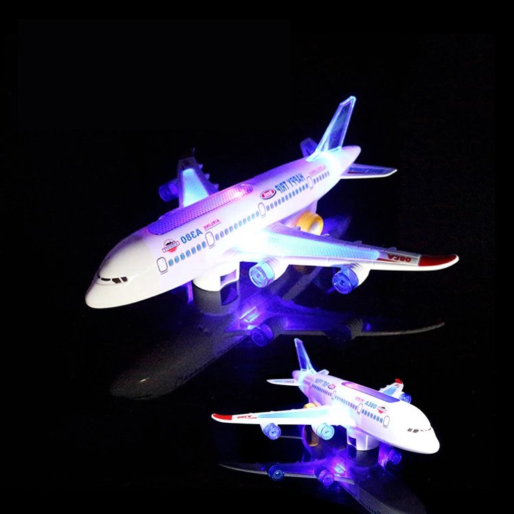 Electronic Aeroplane Toy with Music Autopilot Flash Sound Aircraft Automatic Rotation Plane Educational Toy Gift For Children