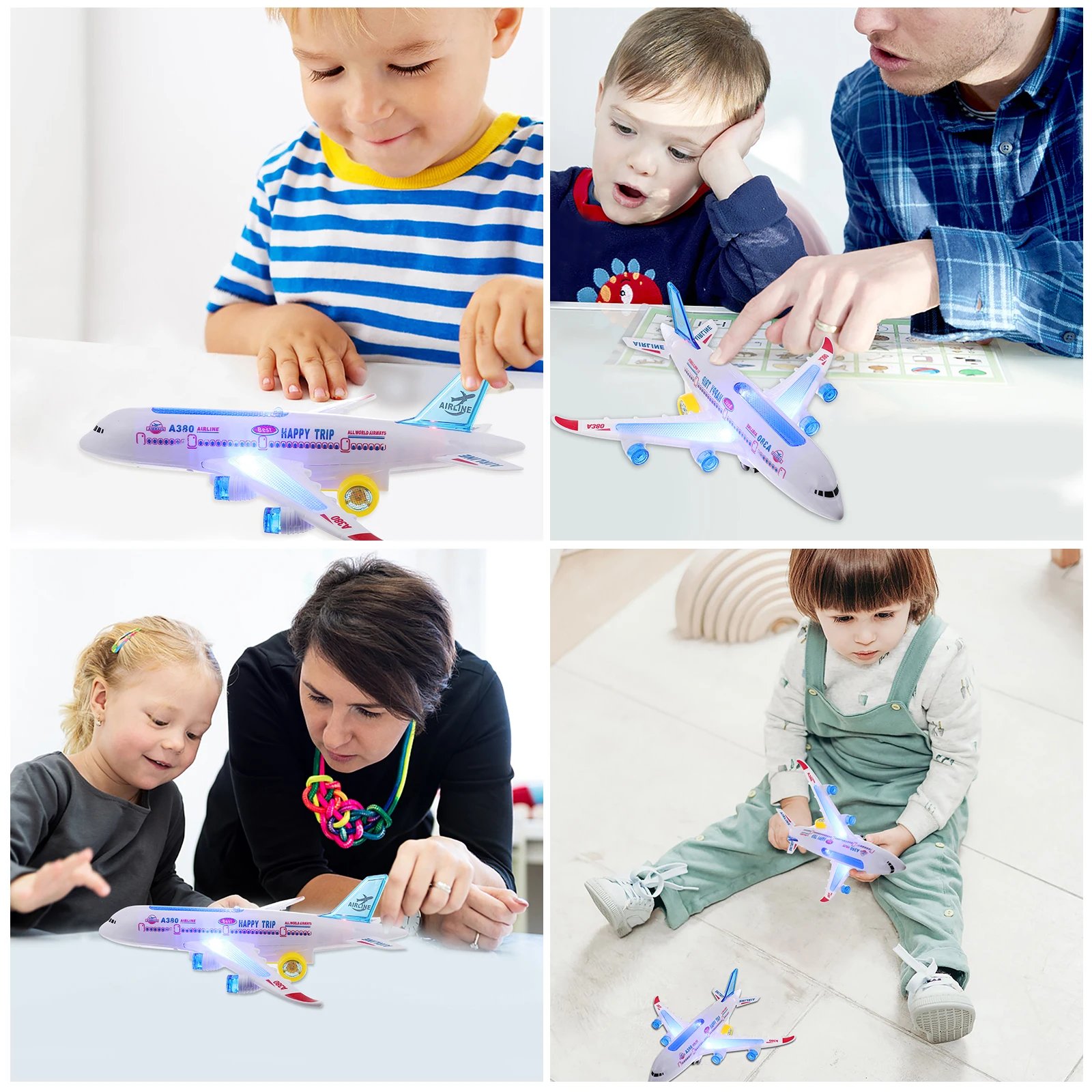 Electronic Aeroplane Toy with Music Autopilot Flash Sound Aircraft Automatic Rotation Plane Educational Toy Gift For Children