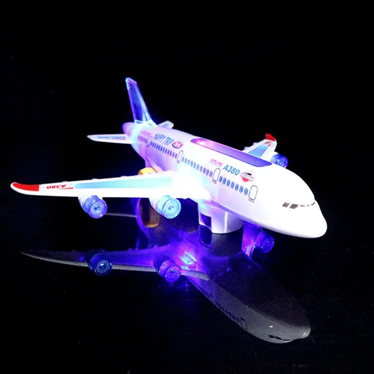 Electronic Aeroplane Toy with Music Autopilot Flash Sound Aircraft Automatic Rotation Plane Educational Toy Gift For Children
