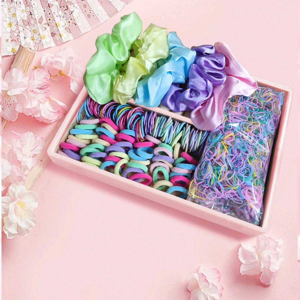 2155Pcs Girls Colorful Hair Bands Set Nylon Elastic Rubber Band Satin Scrunchies Children Ponytail Holder Kids Hair Accessories