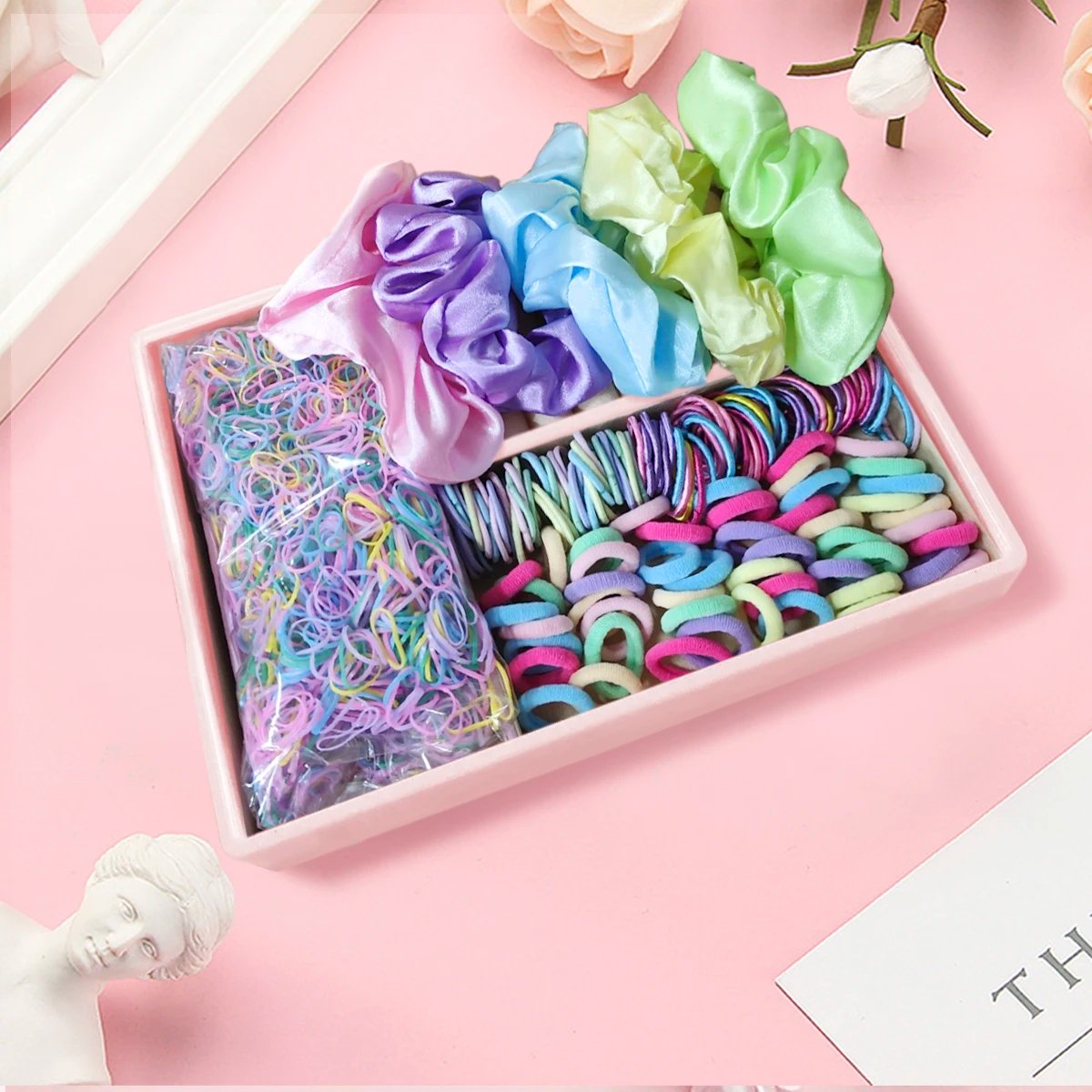 2155Pcs Girls Colorful Hair Bands Set Nylon Elastic Rubber Band Satin Scrunchies Children Ponytail Holder Kids Hair Accessories