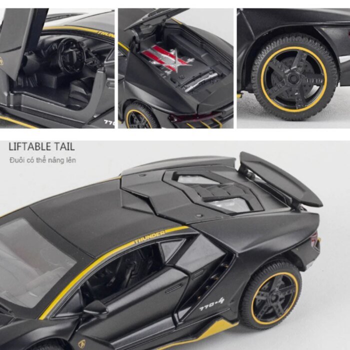 Cars Toys Auto To Scale Lambor LP770 Diecast Model Cars Alloy Autos Toys Gift for Boys Pull Back Light Music Kids Car - Image 6