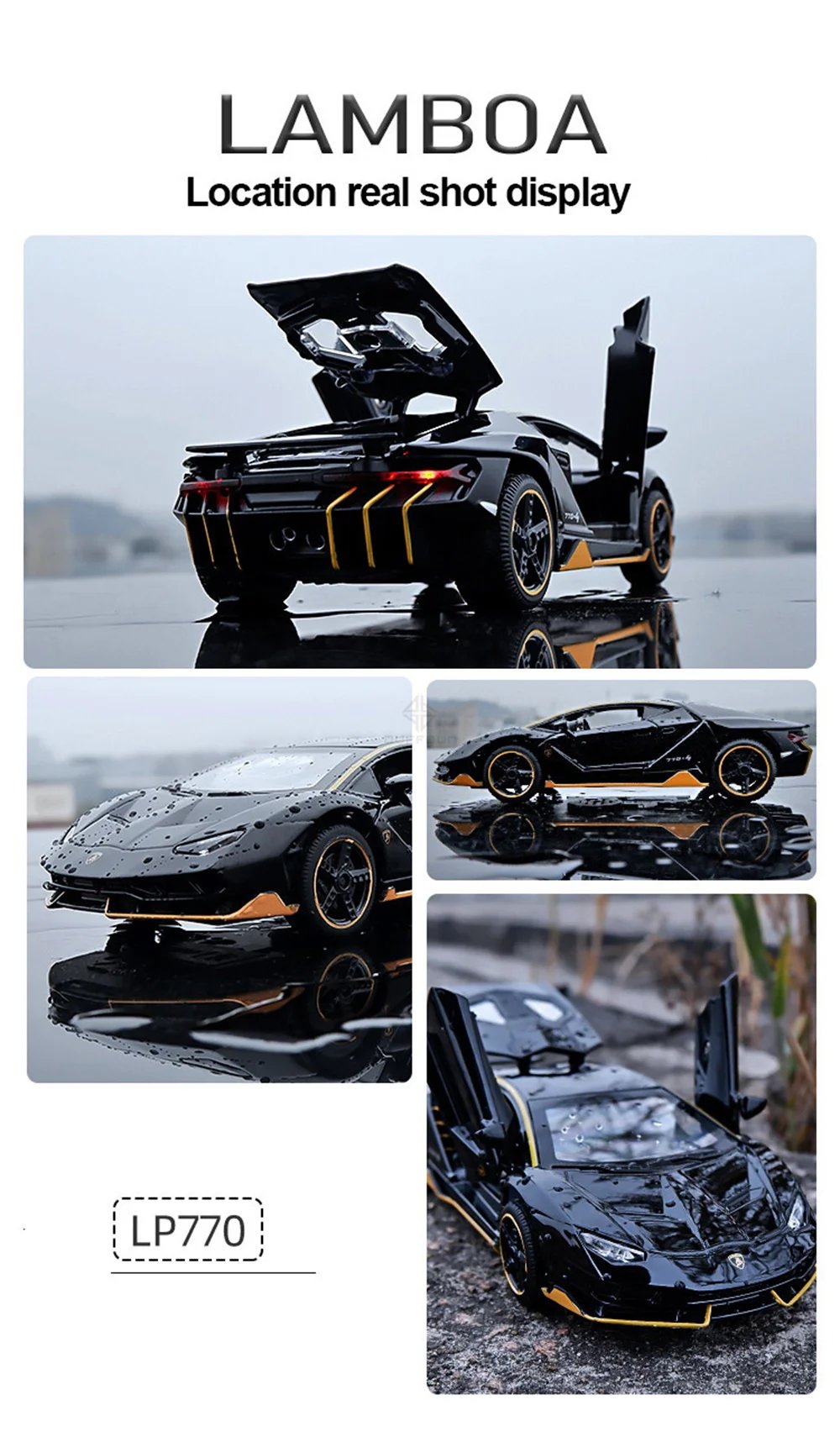 1/32 Cars Toys Auto To Scale Lambor LP770 Diecast Model Cars Alloy Autos Toys Gift for Boys Pull Back Light Music Kids Car