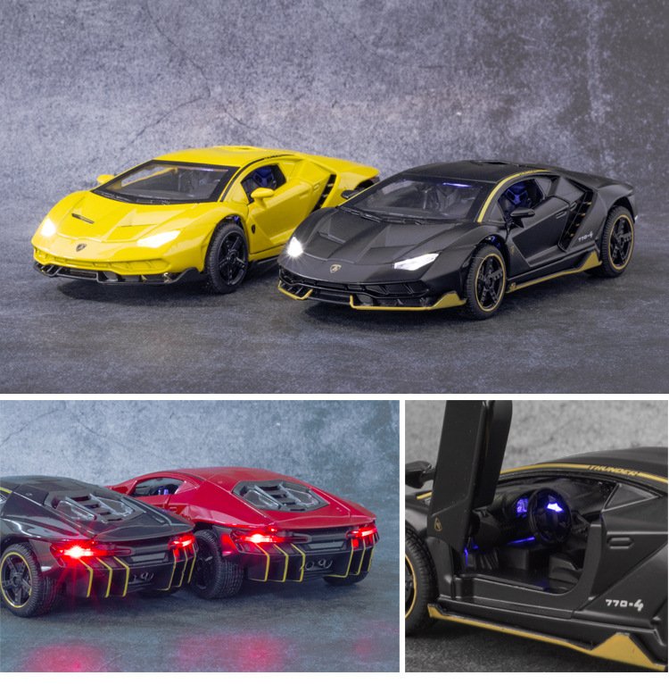 1/32 Cars Toys Auto To Scale Lambor LP770 Diecast Model Cars Alloy Autos Toys Gift for Boys Pull Back Light Music Kids Car