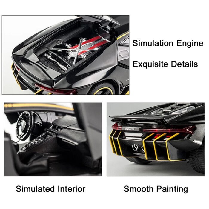 Cars Toys Auto To Scale Lambor LP770 Diecast Model Cars Alloy Autos Toys Gift for Boys Pull Back Light Music Kids Car - Image 5