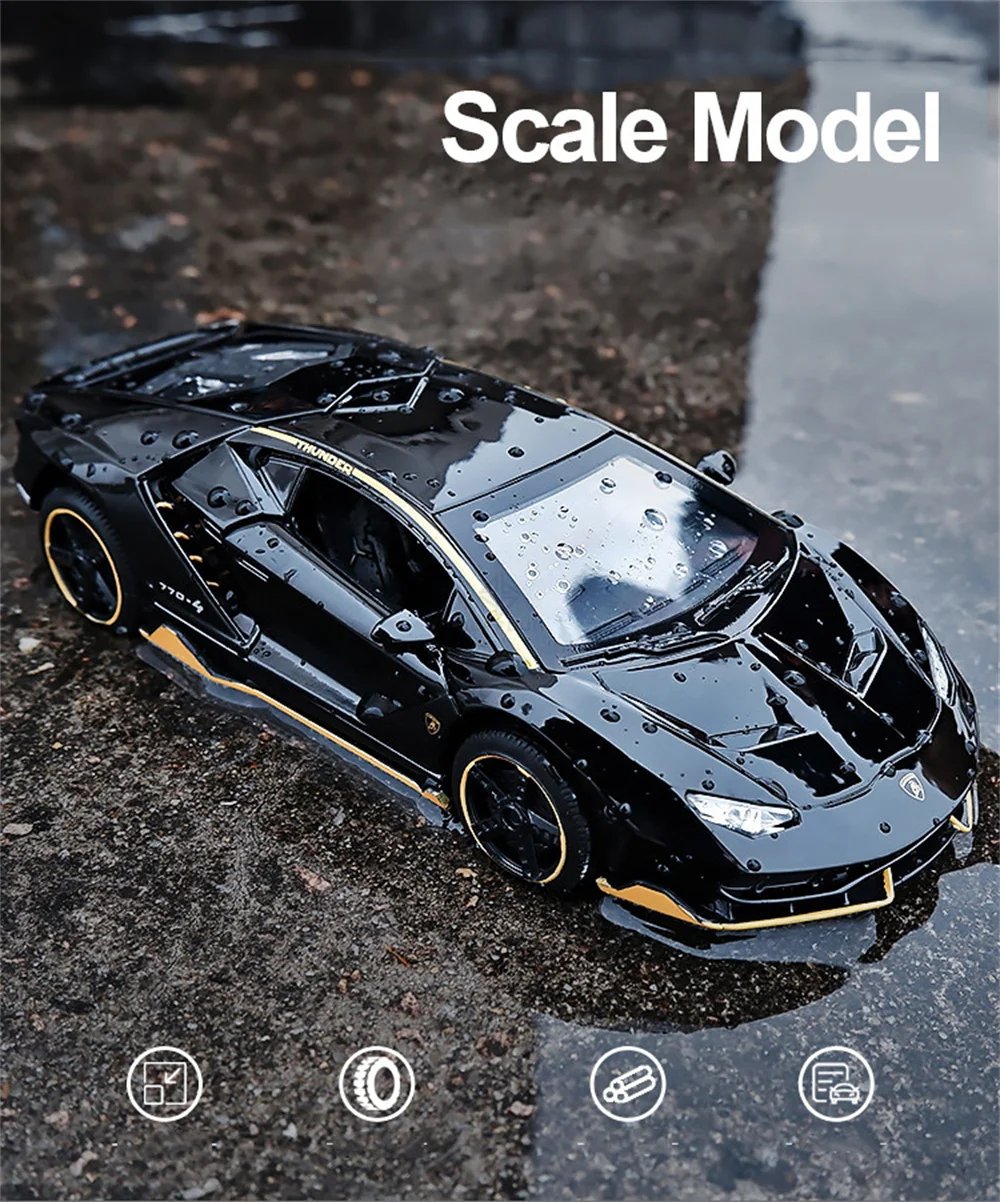 1/32 Cars Toys Auto To Scale Lambor LP770 Diecast Model Cars Alloy Autos Toys Gift for Boys Pull Back Light Music Kids Car