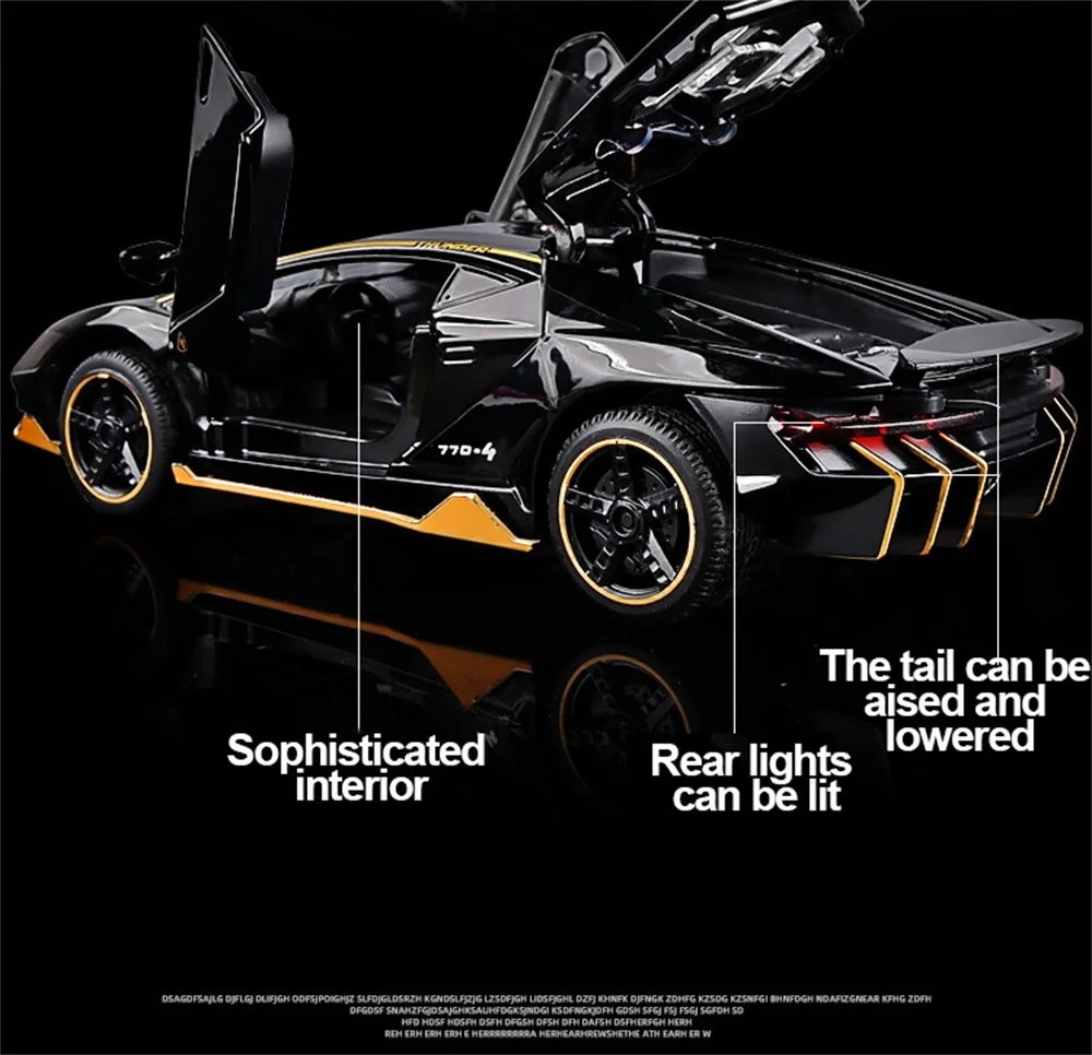 1/32 Cars Toys Auto To Scale Lambor LP770 Diecast Model Cars Alloy Autos Toys Gift for Boys Pull Back Light Music Kids Car