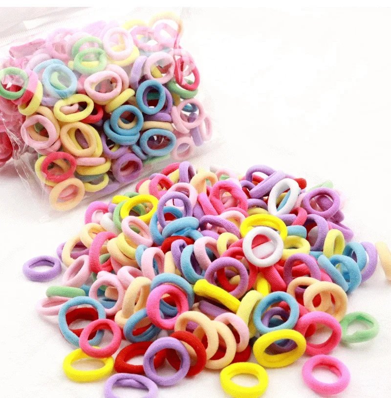 200PCS Women Girls Colorful Nylon Elastic Hair Bands Ponytail Hold Small Hair Tie Rubber Bands Scrunchie Hair Accessories