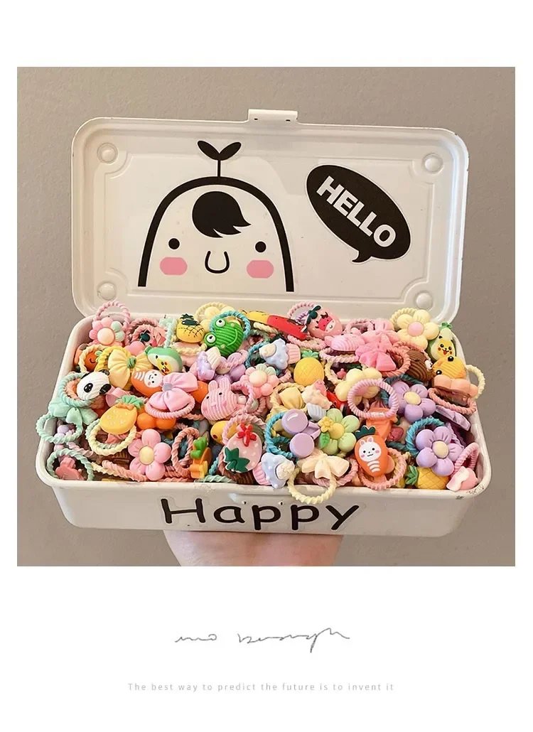 50/100 Pieces of Cute Thumb Hair Ties for Girls, High Elasticity, Does Not Hurt Hair, Sweet Little Girl Hair Rope, Kidsren's 50/100 Pieces of Cute Thumb Hair Ties for Girls, High Elasticity, Does Not Hurt Hair, Sweet Little Girl Hair Rope, Kidsren's