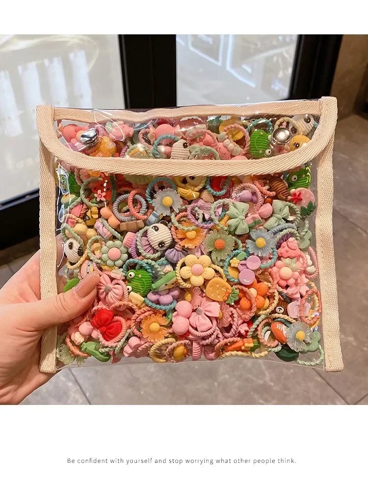 50/100 Pieces of Cute Thumb Hair Ties for Girls, High Elasticity, Does Not Hurt Hair, Sweet Little Girl Hair Rope, Kidsren's 50/100 Pieces of Cute Thumb Hair Ties for Girls, High Elasticity, Does Not Hurt Hair, Sweet Little Girl Hair Rope, Kidsren's