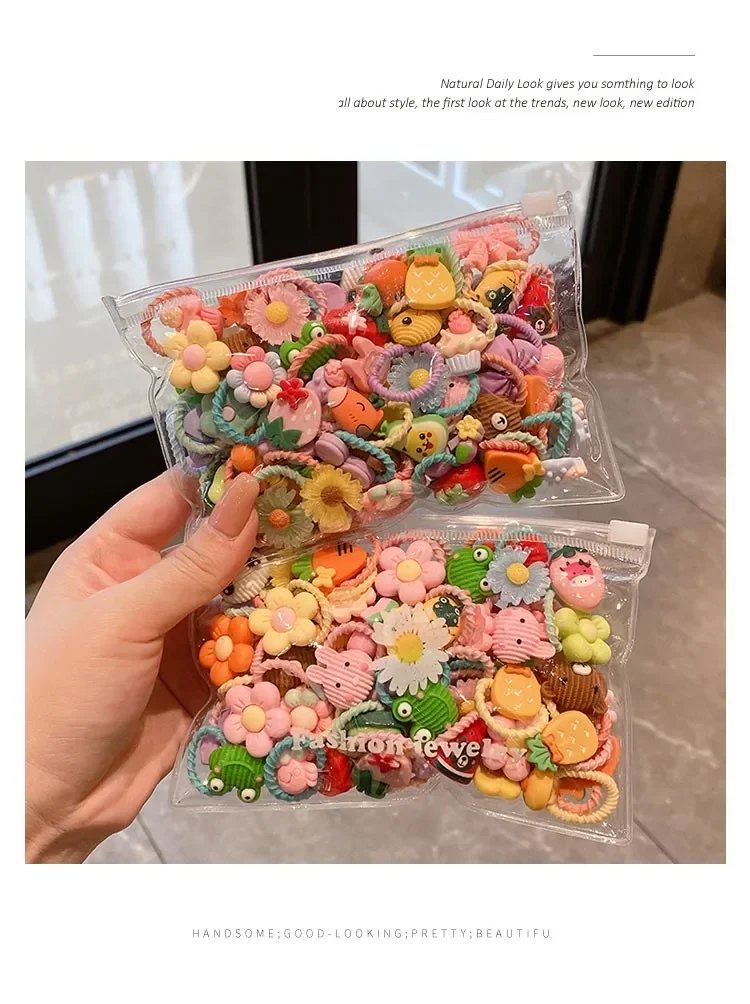 50/100 Pieces of Cute Thumb Hair Ties for Girls, High Elasticity, Does Not Hurt Hair, Sweet Little Girl Hair Rope, Kidsren's 50/100 Pieces of Cute Thumb Hair Ties for Girls, High Elasticity, Does Not Hurt Hair, Sweet Little Girl Hair Rope, Kidsren's