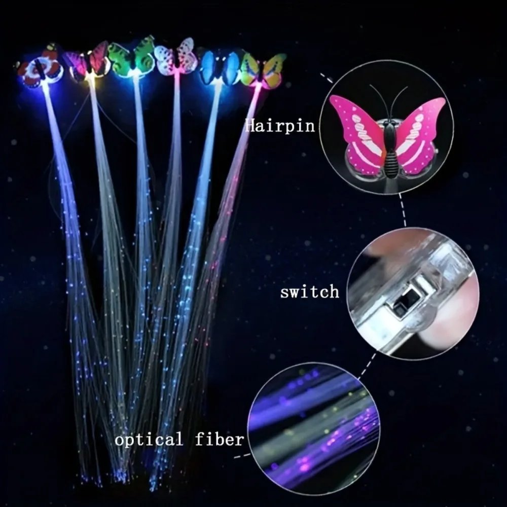 5pcs Colorful Butterfly Lights Braids Wig Women Party Hair Accessories Random Color 5pcs Colorful Butterfly Lights Braids Wig Women Party Hair Accessories Random Color