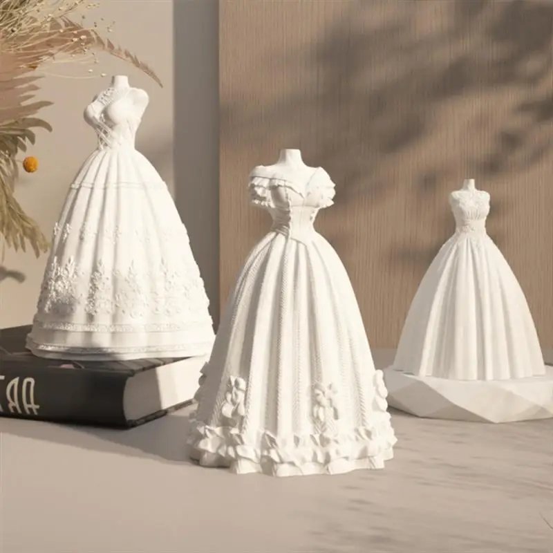 New Generation Bride Wedding Dress Silicone Mold 3D Dress Candle Aromatherapy Gypsum Resin Production Tool Home Decor Craft