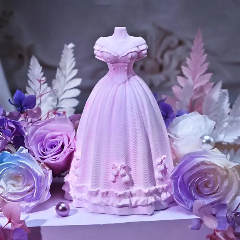 New Generation Bride Wedding Dress Silicone Mold 3D Dress Candle Aromatherapy Gypsum Resin Production Tool Home Decor Craft