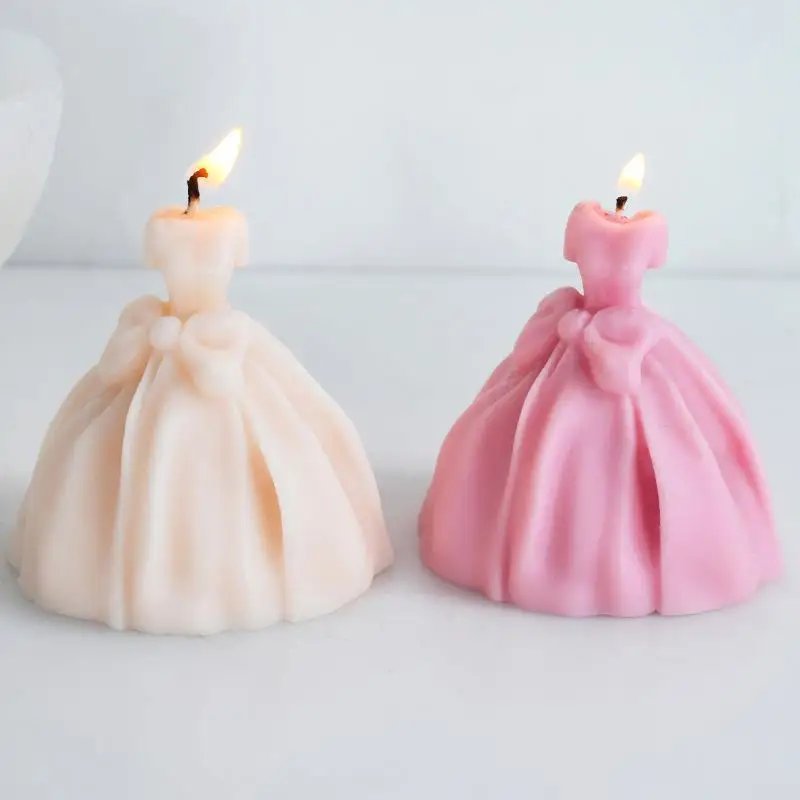 New Generation Bride Wedding Dress Silicone Mold 3D Dress Candle Aromatherapy Gypsum Resin Production Tool Home Decor Craft