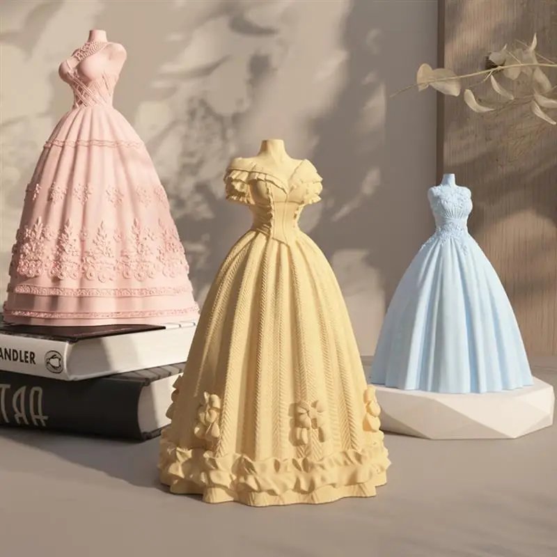 New Generation Bride Wedding Dress Silicone Mold 3D Dress Candle Aromatherapy Gypsum Resin Production Tool Home Decor Craft