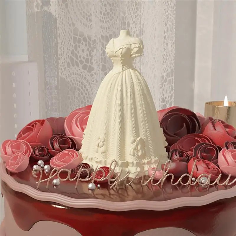 New Generation Bride Wedding Dress Silicone Mold 3D Dress Candle Aromatherapy Gypsum Resin Production Tool Home Decor Craft