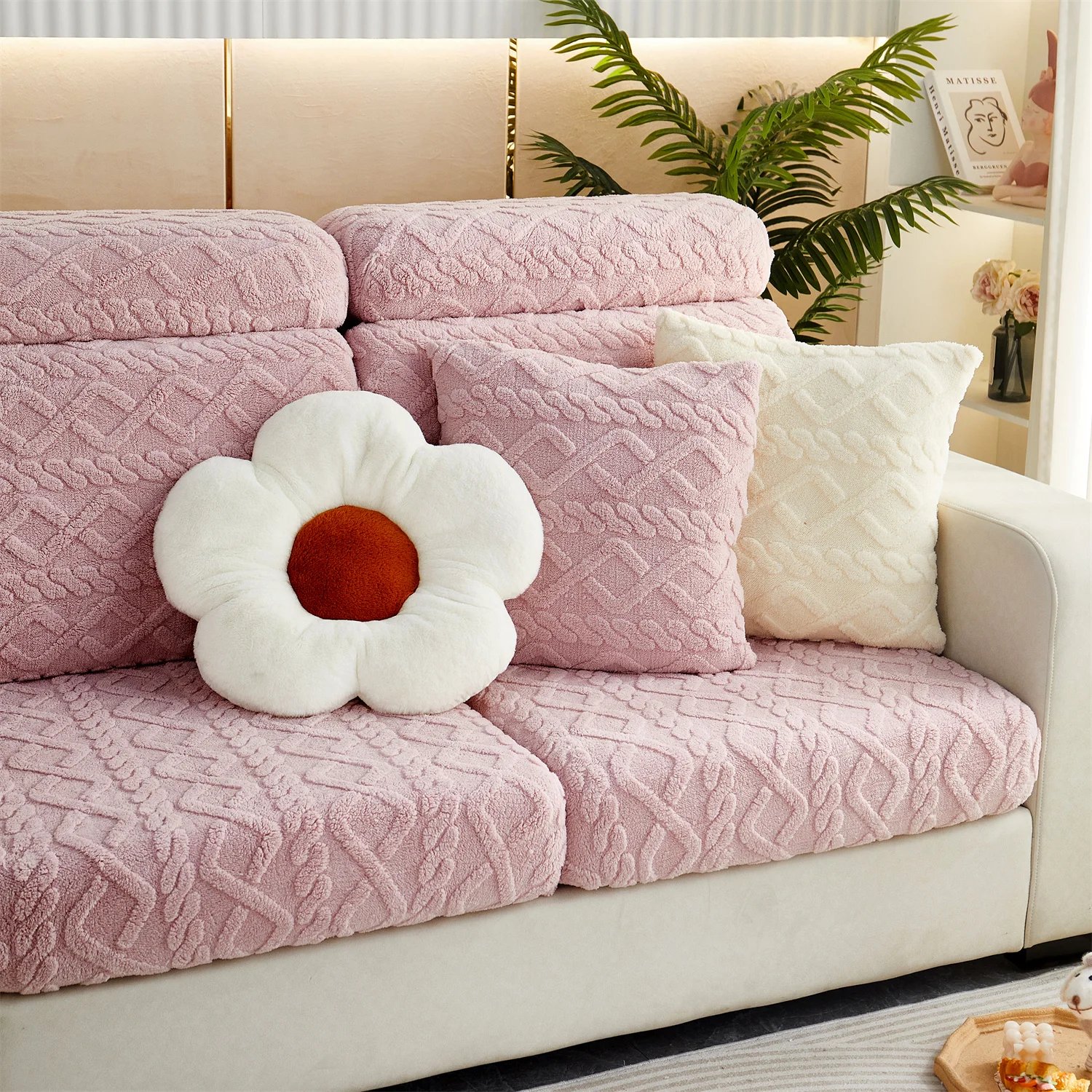1pc Stretch Universal Sofa Cover Couch Cover For Pets,Velvet Sectional Couch Cover (Pillowcase, Backrest need bought separately)